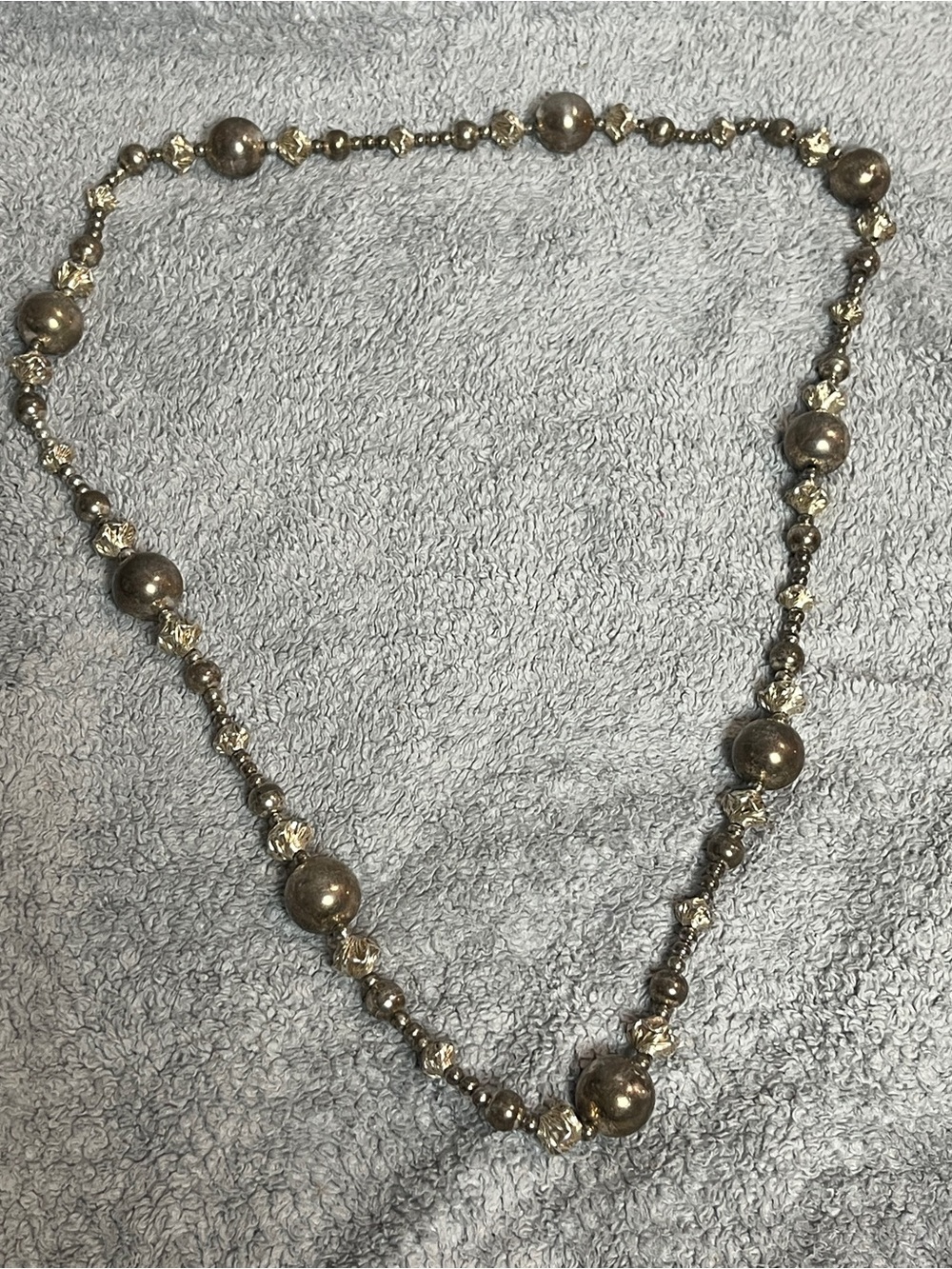 Vintage silver plated beaded necklace Victorian